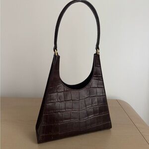 STAUD Elegant Brown Crocodile-Embossed Women's Bag